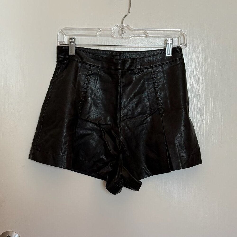 Pleated Faux Leather Shorts – Size S